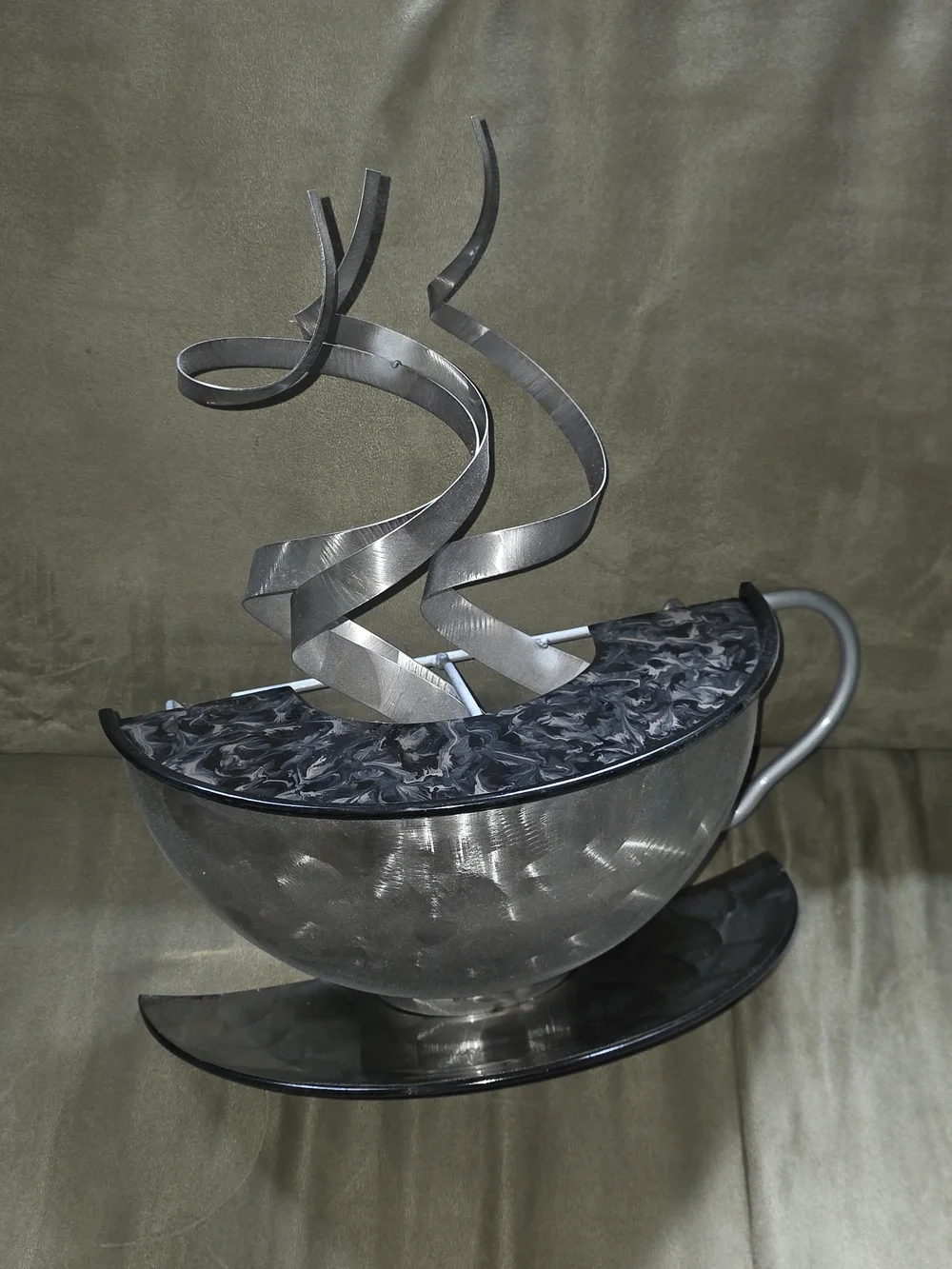 Stainless Steel Decorative Teacup Wall Art - Silver